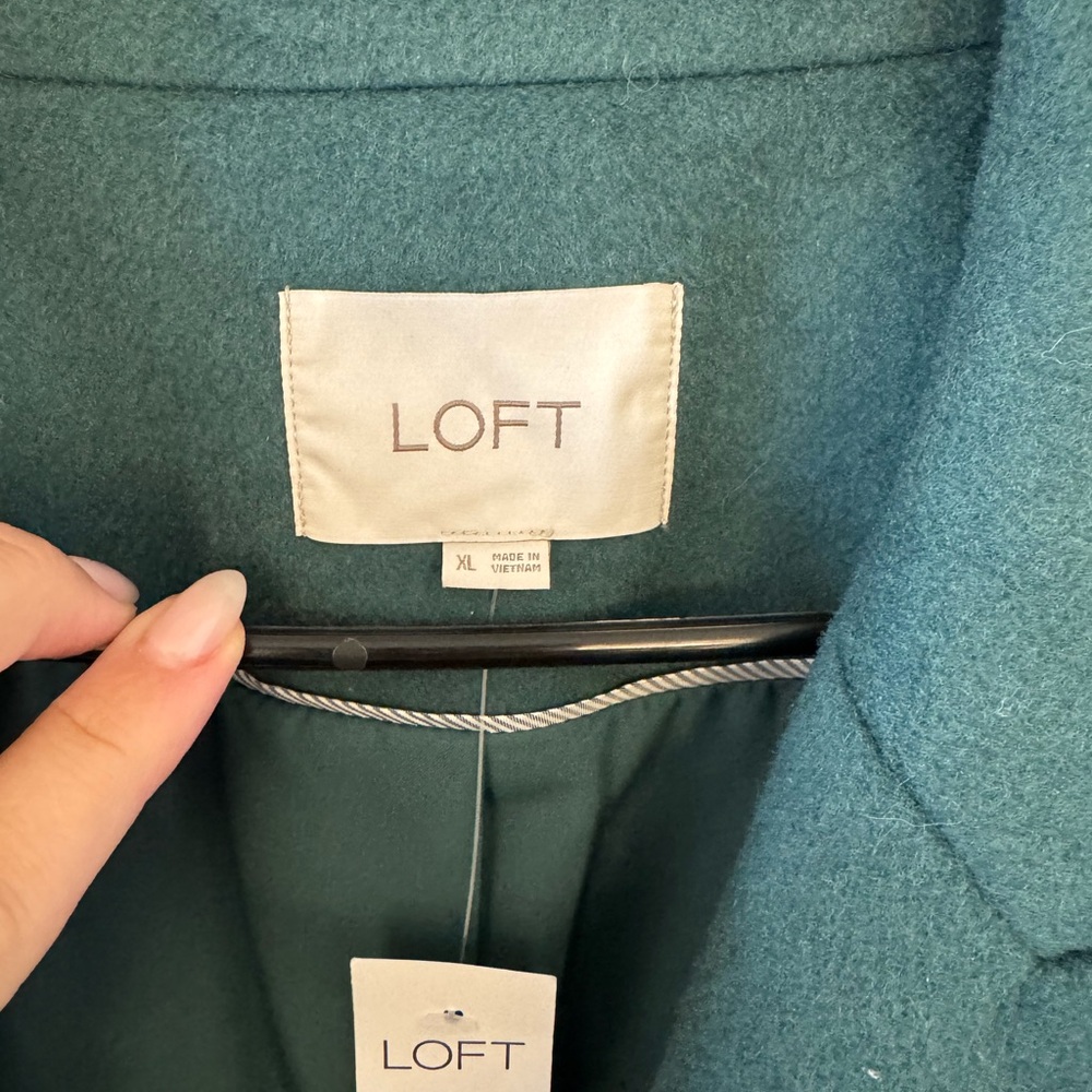 NWT LOFT Rich Teal Green Wool Coat Pea Coat - Picture 5 of 11